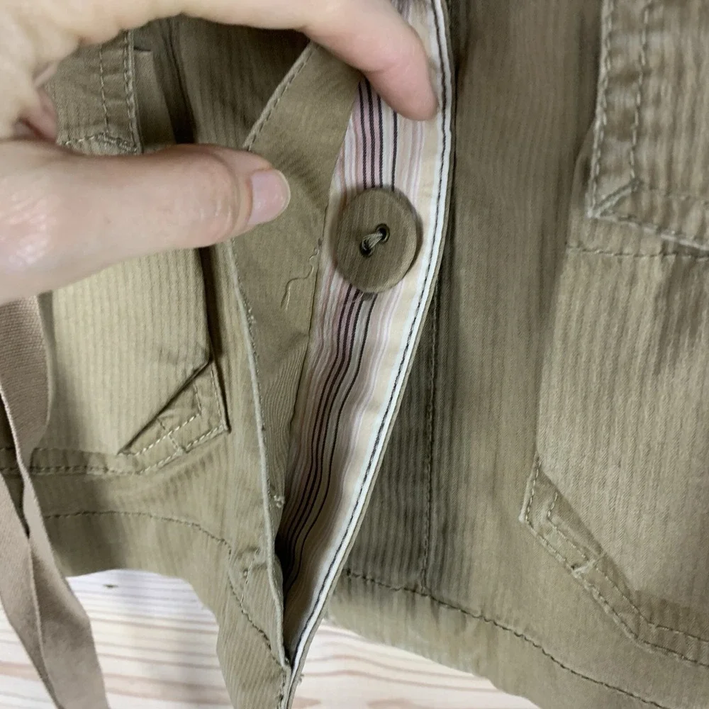 Caslon Jacket Women Medium Khaki Cargo Pockets 3/4‎ Sleeve Utility Safari